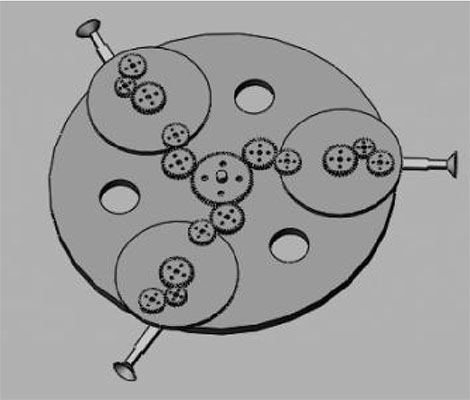 圖6 新型取盒開盒機構三維裝配示意圖 圖6 新型取盒開盒機構三維裝配示意圖